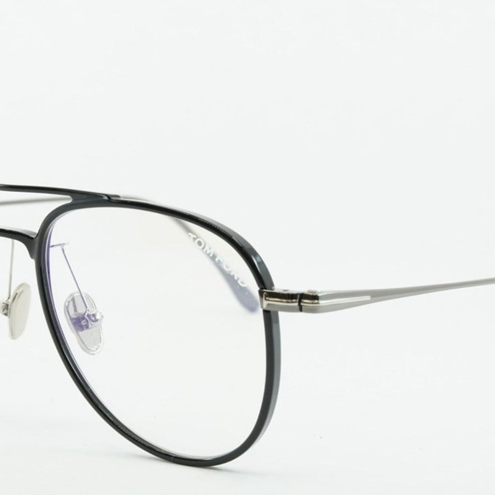 💯 NEW TOM FORD FT5666-B/O 001 BLACK WHITE GUNMETAL BLUE BLOCK EYEGLASSES - Picture 4 of 12